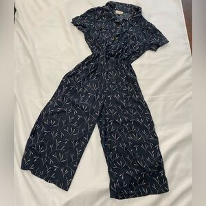Navy & White cropped jumpsuit. Size  X Small